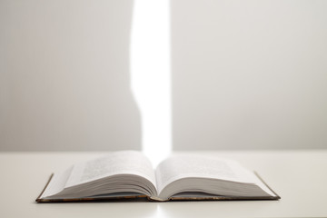 open book on a white background close-up