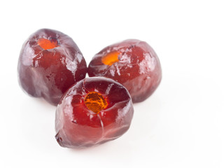 fruit on white background, Chinese date, monkey apple ,Jujube welding  date link or Jujube link is best dessert and best tradition chinese medicine. Thai dessert : Sweet dried Chinese Jujub