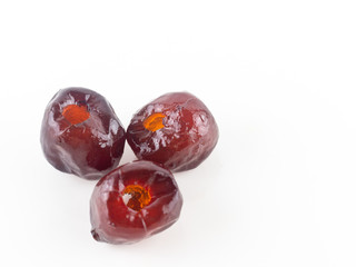 fruit on white background, Chinese date, monkey apple ,Jujube welding  date link or Jujube link is best dessert and best tradition chinese medicine. Thai dessert : Sweet dried Chinese Jujub