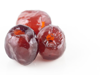 fruit on white background, Chinese date, monkey apple ,Jujube welding  date link or Jujube link is best dessert and best tradition chinese medicine. Thai dessert : Sweet dried Chinese Jujub