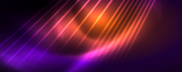 Color light with lines, outer space background, bright rays