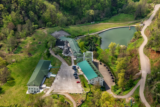 Ljubovija, Serbia April 20, 2019: The Soko Monastery is located below Soko Grad, on the slopes of the Sokolska Mountain near Ljubovija.The monastery is dedicated to the holy bishop Nikolaj Velimirovic