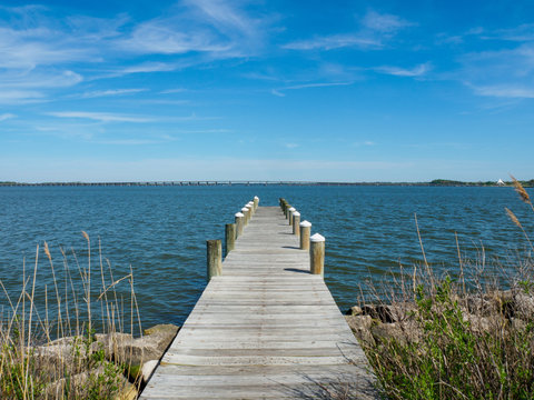 Looking Off A Pier Near Cambridge, Maryland