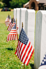 Military Veterens Graves at Patriotic Holiday Memorial Day Labor Day Fourth of July