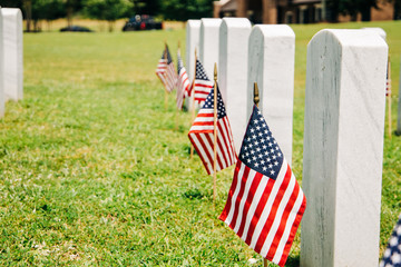 Military Veterens Graves at Patriotic Holiday Memorial Day Labor Day Fourth of July
