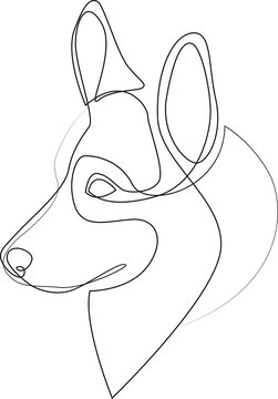 recommend clip art: Continuous line Welsh Corgi Pembroke. Single line minimal style Corgi dog vector illustration. Portrait