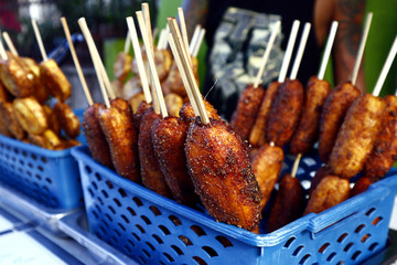 Freshly cooked Banana Cue or deep fried Saba banana with sugar