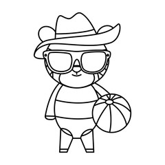 female tiger with summer hat and balloon plastic toy