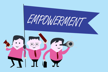 Writing note showing Empowerment. Business photo showcasing Authority or power given to someone for doing something.