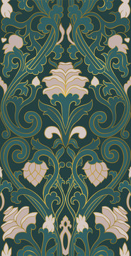 Green floral pattern.