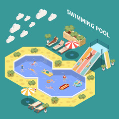 Fototapeta premium Aqua Zone Isometric Composition