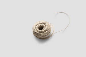 Ball of Thread isolated on soft gray background.3D rendering