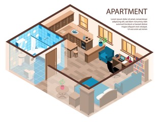 Apartment Interior Isometric Composition 