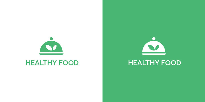 Modern green flat cloch organic vegan food logo