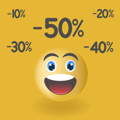 Smiles from discounts. Vector illustration