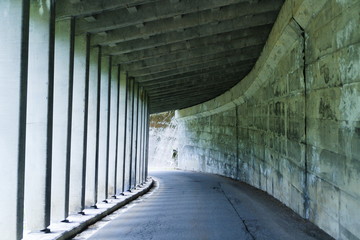 Tunnel passing through the mountains in Japan