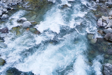 Rivers and waterfalls in the Japanese mountains of Takayama