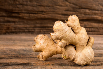 Zingiber officinale - Underground stem with special aroma and spicy flavor. Text space
