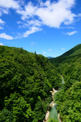 小安峡。栗駒国定公園の景勝地。湯沢　秋田　日本。８月上旬。
