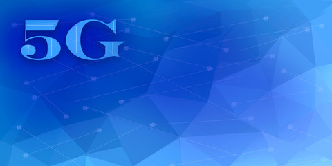 Illustration of 5G on a background of light PolyGram’s and strokes 