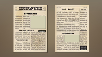 Old Vintage Two Pages Newspaper Layout Template