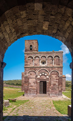 Fototapeta na wymiar The exquisite church of Nostra Signora di Tergu, province of Sassari , Sardinia, Italy. One of the most outstanding examples of Romanesque architecture in the island