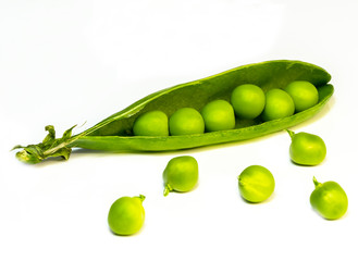 green peas on the table, harvest