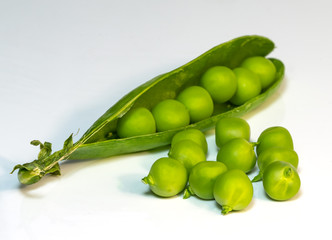 green peas on the table, harvest