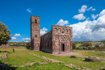 Fototapeta na wymiar The exquisite church of Nostra Signora di Tergu, province of Sassari , Sardinia, Italy. One of the most outstanding examples of Romanesque architecture in the island