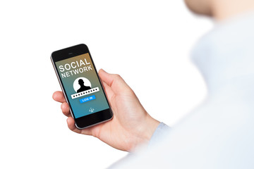 Social network user profile mock up on screen smartphone