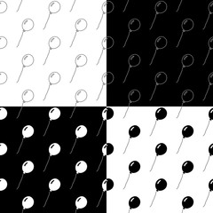 Cute cartoon balloon pattern set with hand drawn balloons. Sweet vector black and white balloon pattern set. Seamless monochrome doodle balloon pattern set for textile, wallpapers, wrapping and cards.