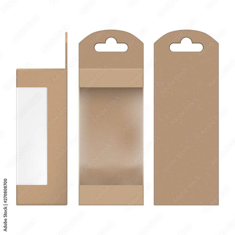 Wall mural craft brown paper packaging gift box with transparent window