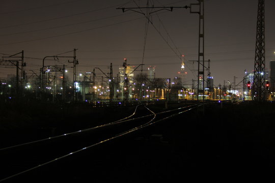 Warszawa Zachodnia Railway Station At Night.