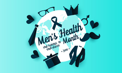 Men's Health month card or background. vector illustration.
