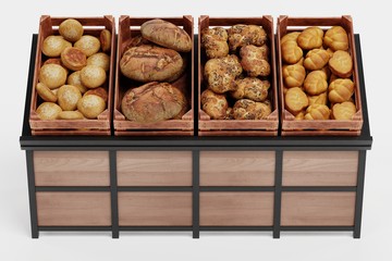 Realistic 3d Render of Stand with Bakery