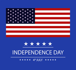 Independence Day Banner, fourth of july. American flag on the blue background. United States independed. Vector illustration eps10