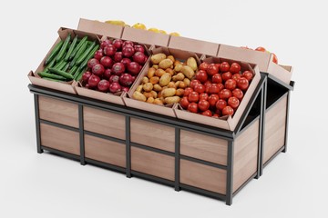 Realistic 3d Render of Stand with Food