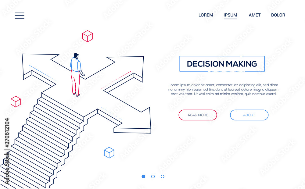 Wall mural decision making - line design style isometric web banner