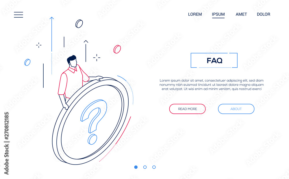 Wall mural faq section - line design style isometric web banner