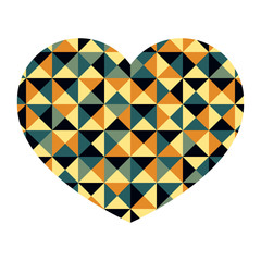 Naklejka na ściany i meble Heart with a color pattern of triangles. Heart with geometric pattern. Illustration.
