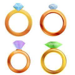 Diamond ring icons set. Cartoon set of diamond ring vector icons for web design