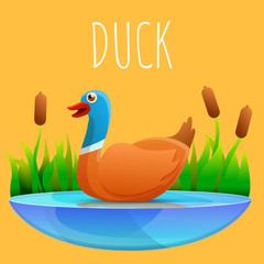 Duck concept background. Cartoon illustration of duck vector concept background for web design