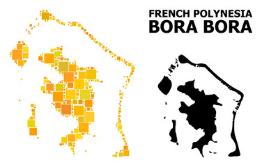 Golden Square Mosaic Map of Bora-Bora - obrazy, fototapety, plakaty