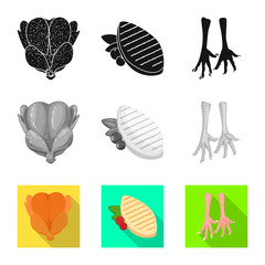 Vector illustration of product and poultry icon. Collection of product and agriculture    vector icon for stock.