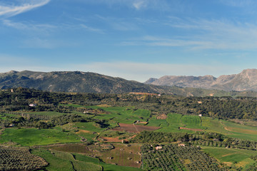 Fototapeta na wymiar View towards the mountains of the Sierra de Grazalema, Ronda, Malaga Province, Andalucia, Spain