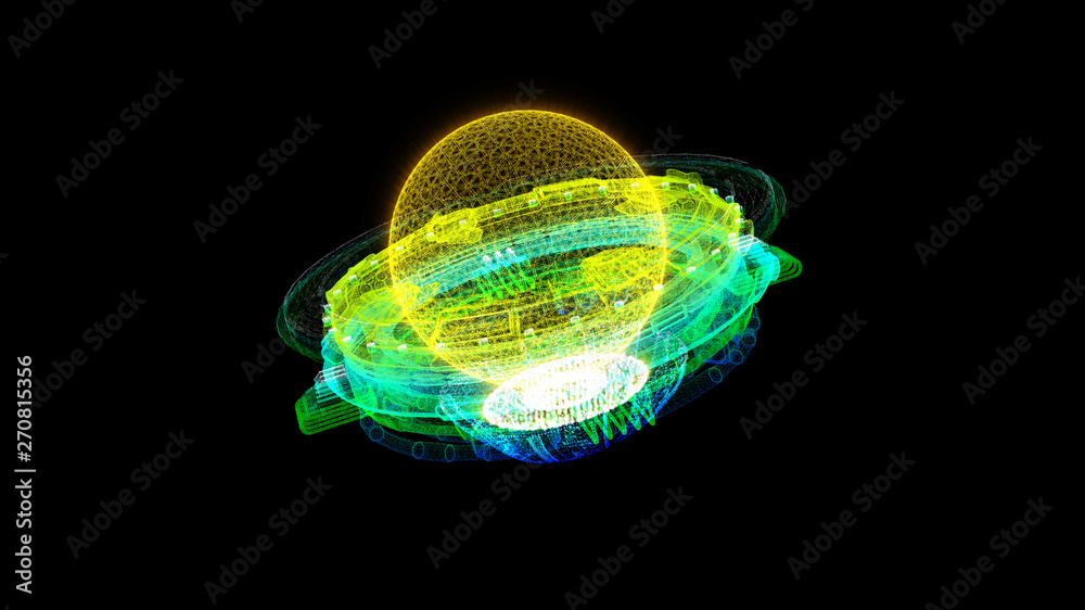 Poster futuristic graphic user interface head up display screen with digital holographic nuclear fusion ene