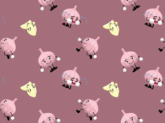 Garlic Cartoon Seamless Wallpaper