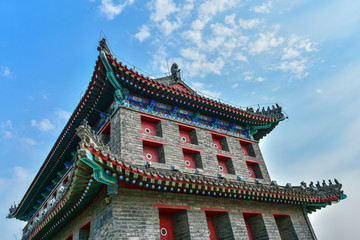 Fototapeta premium The ancient building of the Shanhaiguan arrow tower, in Hebei, Qinhuangdao, Shanhaiguan, Qinhuangdao, China.