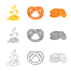 Vector illustration of Oktoberfest and bar symbol. Set of Oktoberfest and cooking stock symbol for web.
