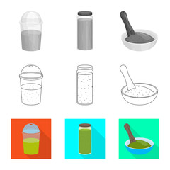 Vector design of protein and sea icon. Set of protein and natural stock symbol for web.